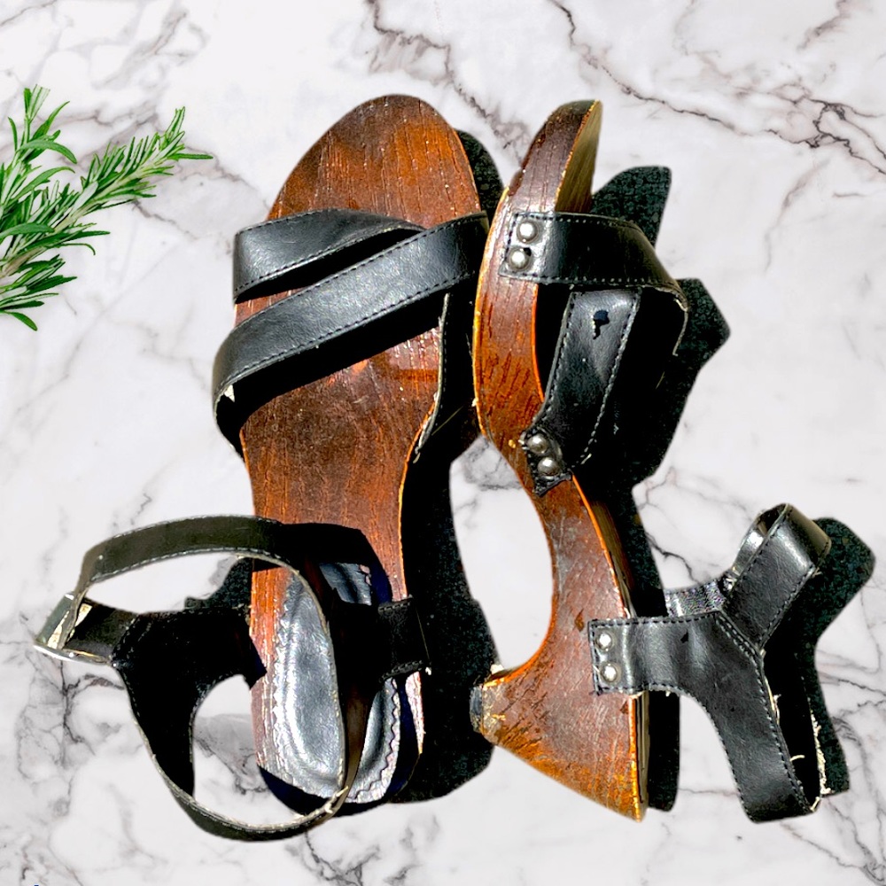 Wooden Black Wedges